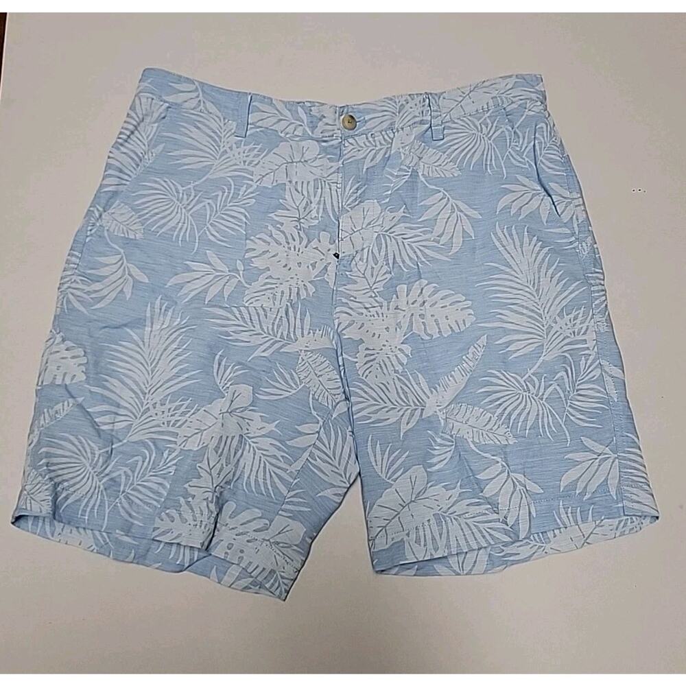Chaps Shorts Men’s 36 Light Blue Palm Design Cotton Chino Golf